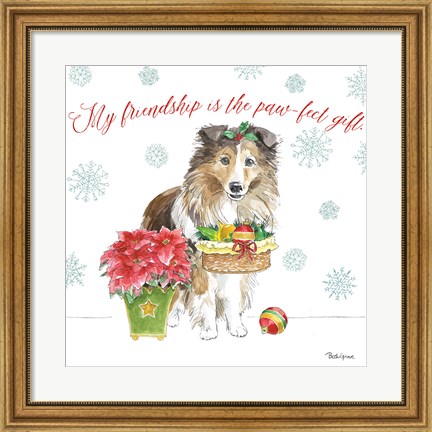 Framed Holiday Paws III Print