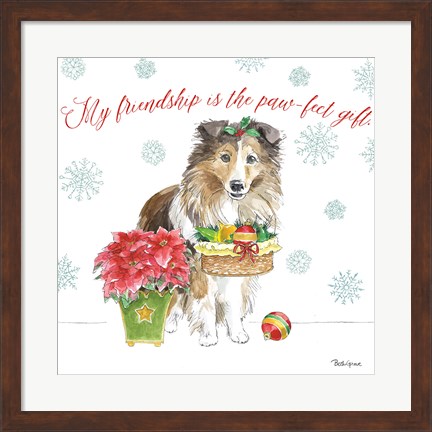 Framed Holiday Paws III Print