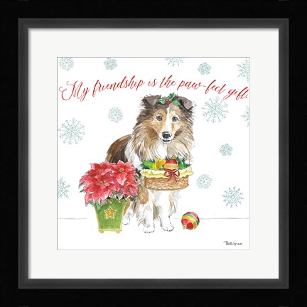 Framed Holiday Paws III Print
