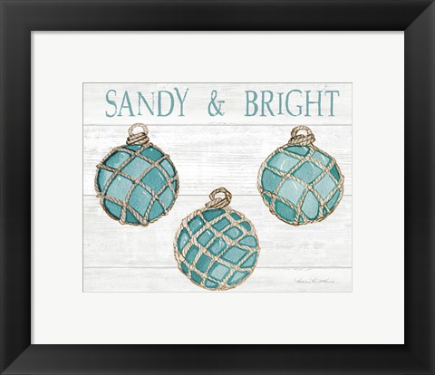 Framed Coastal Holiday Ornament VIII Sandy and Bright Print