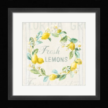 Framed Floursack Lemon V Print