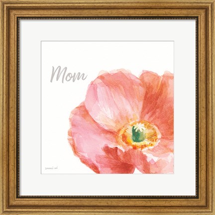Framed Garden Poppy Flipped on White Crop II Mom Print