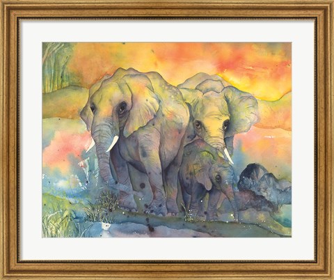 Framed Elephants Crop Print