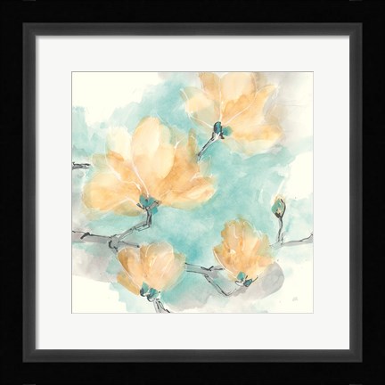 Framed Teal Buds IV Print