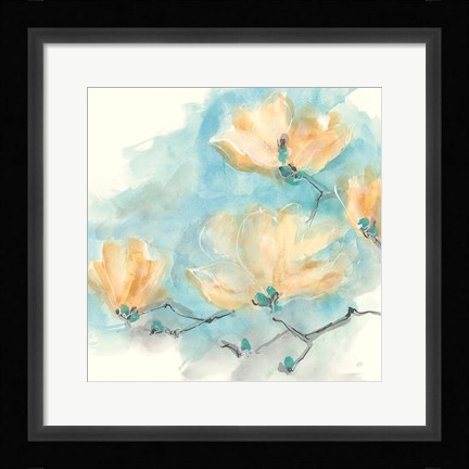 Framed Teal Buds III Print