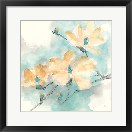 Framed Teal Buds II Print