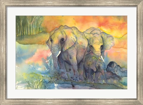 Framed Elephants Print