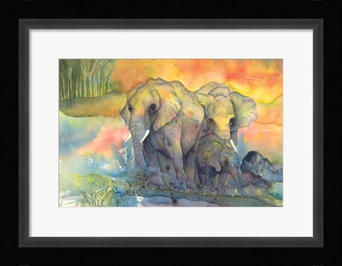 Framed Elephants Print