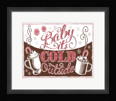 Framed Merry Little Christmas I Brown Print