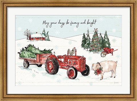 Framed Holiday on the Farm I Farmy and Bright Print