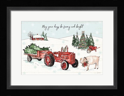 Framed Holiday on the Farm I Farmy and Bright Print
