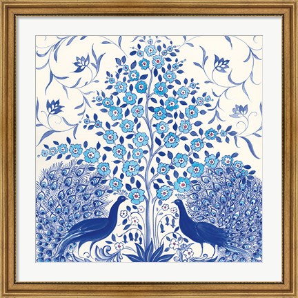 Framed Peacock Garden VIII Print