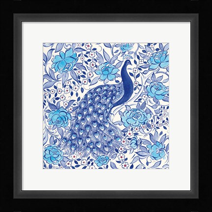 Framed Peacock Garden III Print
