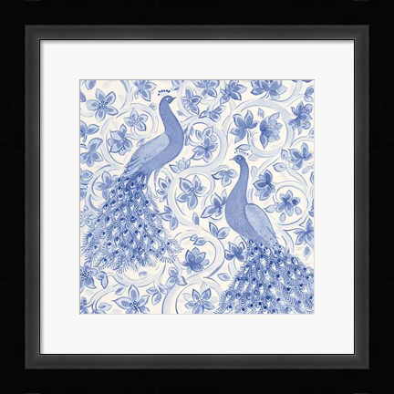 Framed Peacock Garden II Print