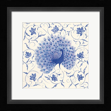 Framed Peacock Garden I Print