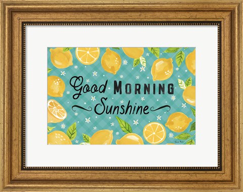Framed Mellow Yellow I Turquoise Print