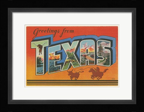 Framed Greetings from Texas v2 Print