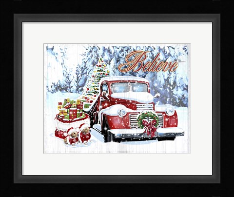 Framed Red Truck Christmas Print