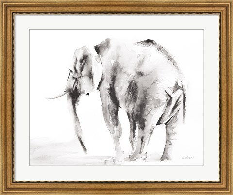 Framed Lone Elephant Gray Crop Print