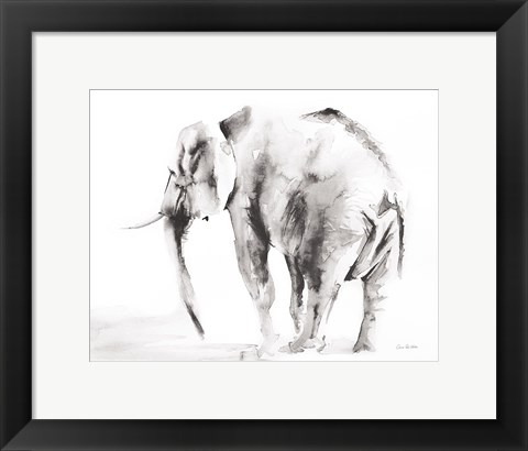 Framed Lone Elephant Gray Crop Print