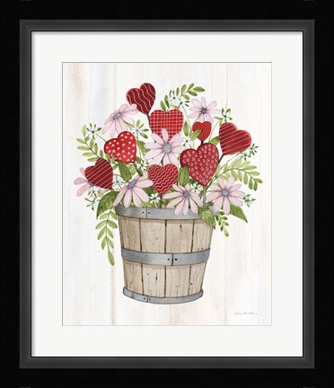 Framed Rustic Valentine Bushel Basket Print