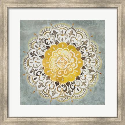 Framed Mandala Delight IV Yellow Grey Print
