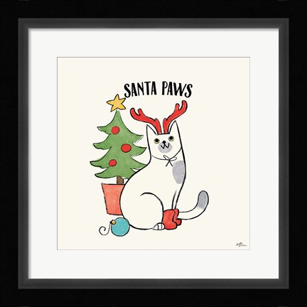 Framed Santa Paws V Print