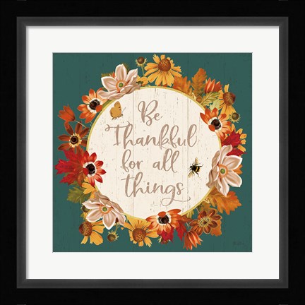 Framed Fall Garden IV Teal Print