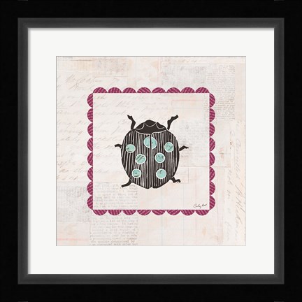 Framed Ladybug Stamp Bright Print