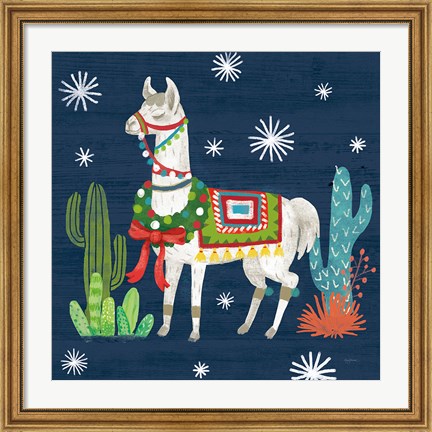 Framed Lovely Llamas V Christmas Print