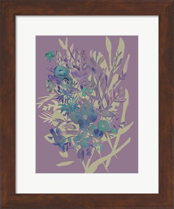 Framed Slate Flowers on Mauve I Print