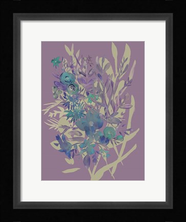 Framed Slate Flowers on Mauve I Print