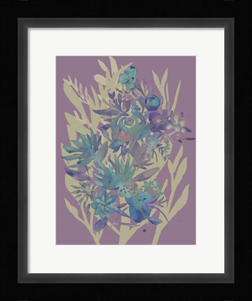 Framed Slate Flowers on Mauve II Print