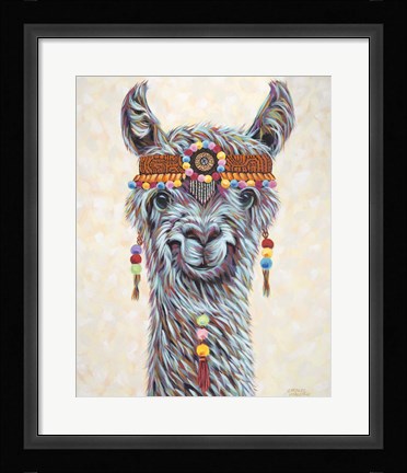 Framed Hippie Llama I Print
