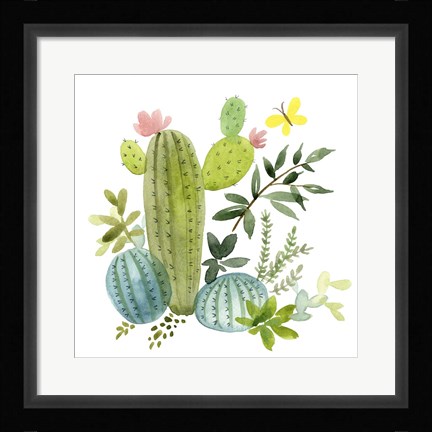 Framed Happy Cactus I Print
