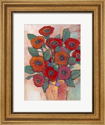Framed Poppies in a Vase II Print