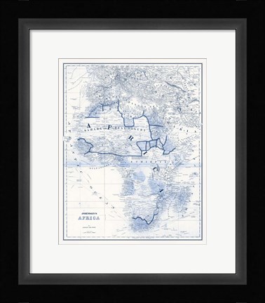 Framed Africa in Shades of Blue Print