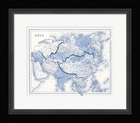Framed Asia in Shades of Blue Print