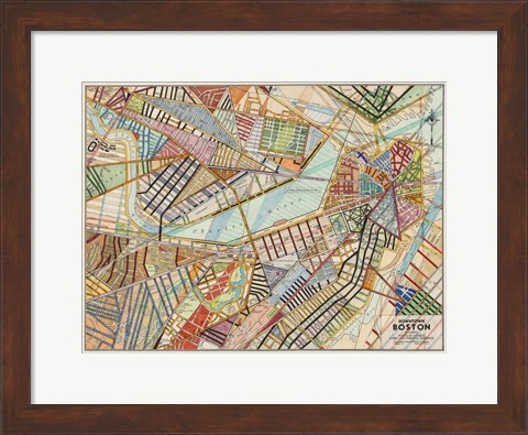 Framed Modern Map of Boston Print