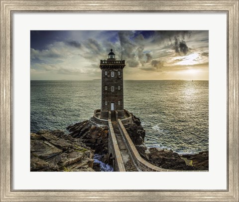 Framed Lighthouse Sunset Print