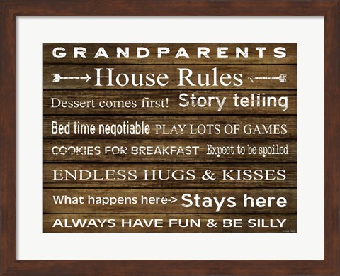 Framed Grandparents House Rules Print
