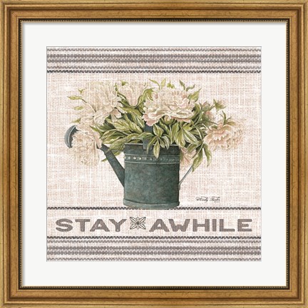 Framed Galvanized Peonies Stay Awhile Print