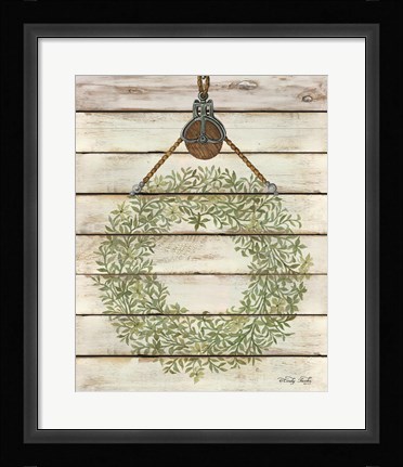 Framed Pully Hanging Wreath Print