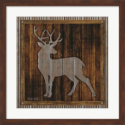 Framed Deer Silhouette I Print