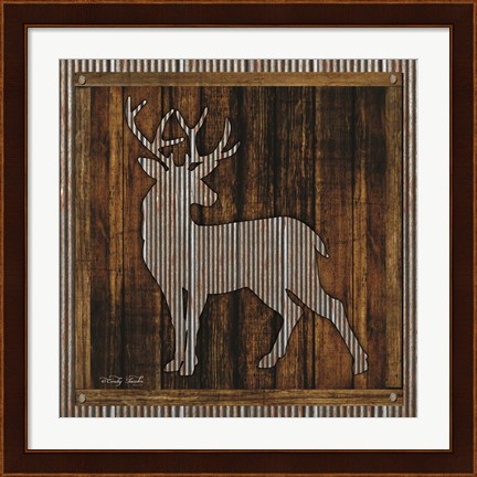 Framed Deer Silhouette I Print