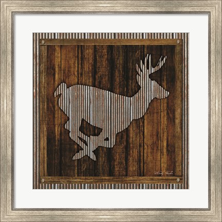 Framed Deer Running I Print