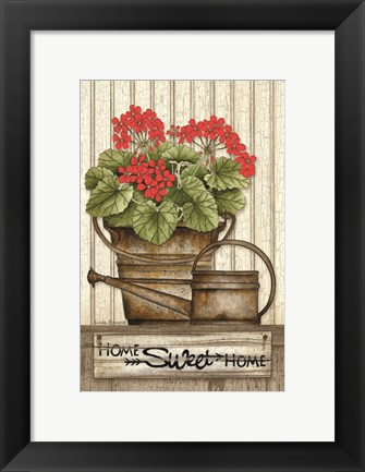 Framed Home Sweet Home Geraniums Print