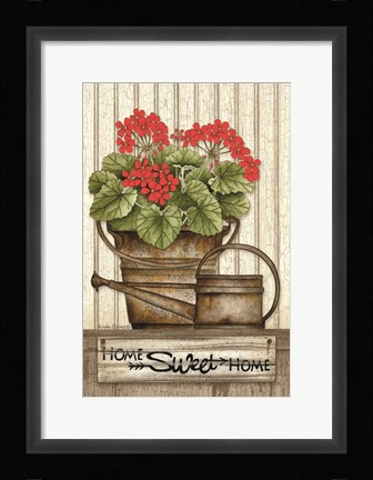 Framed Home Sweet Home Geraniums Print