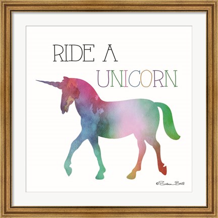 Framed Ride a Unicorn Print