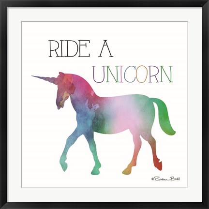 Framed Ride a Unicorn Print